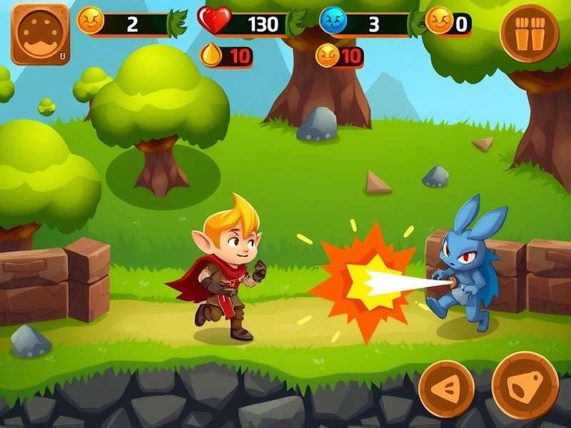Grand Nutmeg Hero game screenshot showing the hero fighting enemies